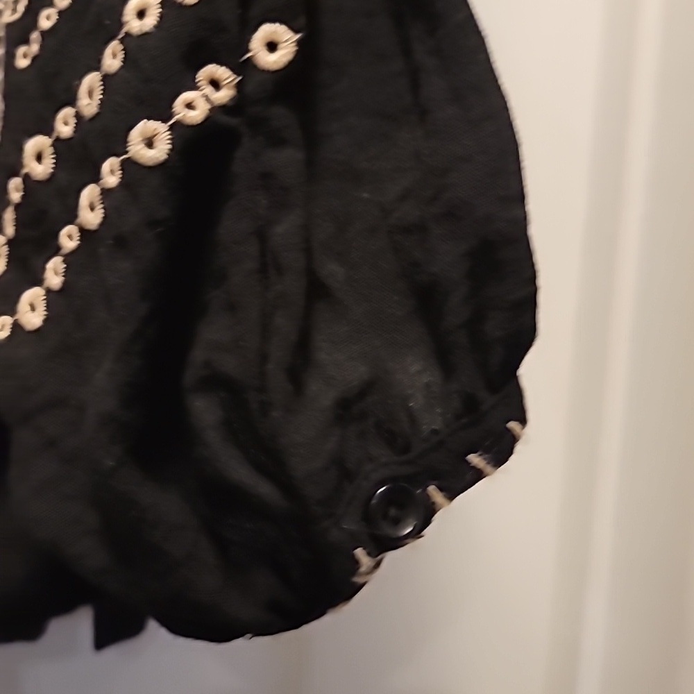 Calypso St Barth Black And Gold Peasant  Embroidery Top Sz 1X - Picture 6 of 7